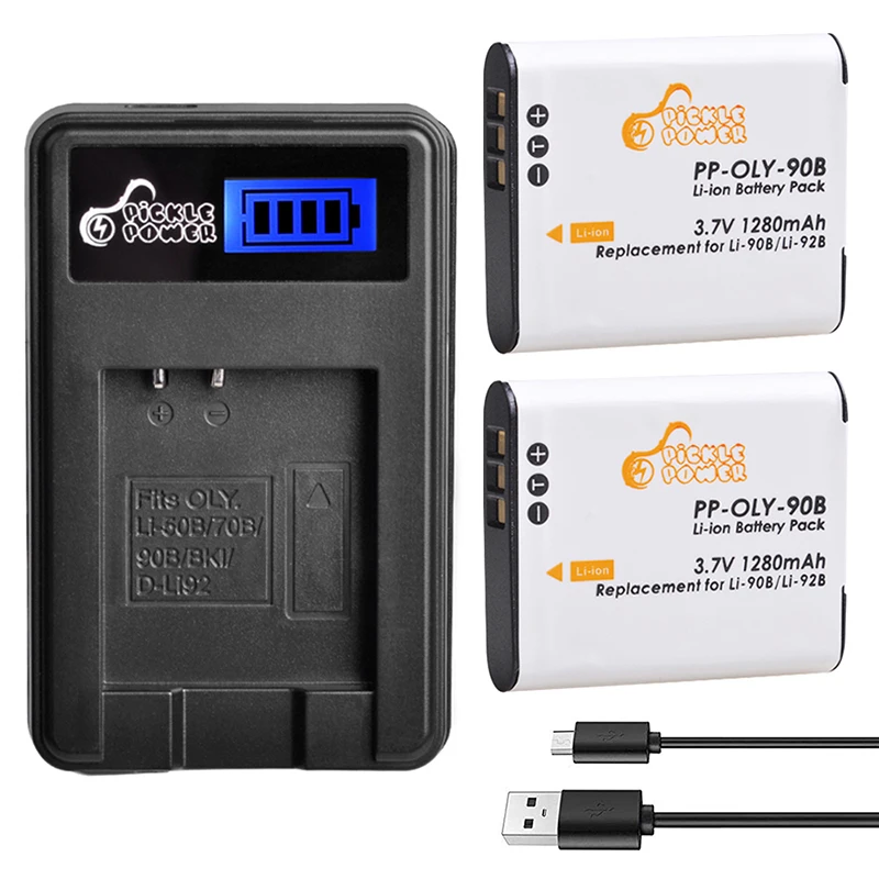 

PicklePower Camera Battery Li-90B Li-92B +LCD USB Charger For Olympus Tough TG-6 TG-5 TG-1 TG2 TG-Tracker SH-1 SH-2 SP-100 IHS