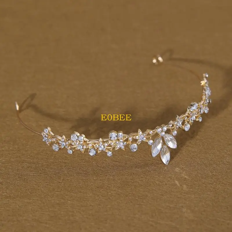 E0BE Girls Royal Crown مع أحجار الراين المتلألئة المجوهرات الأنيقة مثالية لحفلات الزفاف والحفلات ذات الطابع تحت عنوان #3