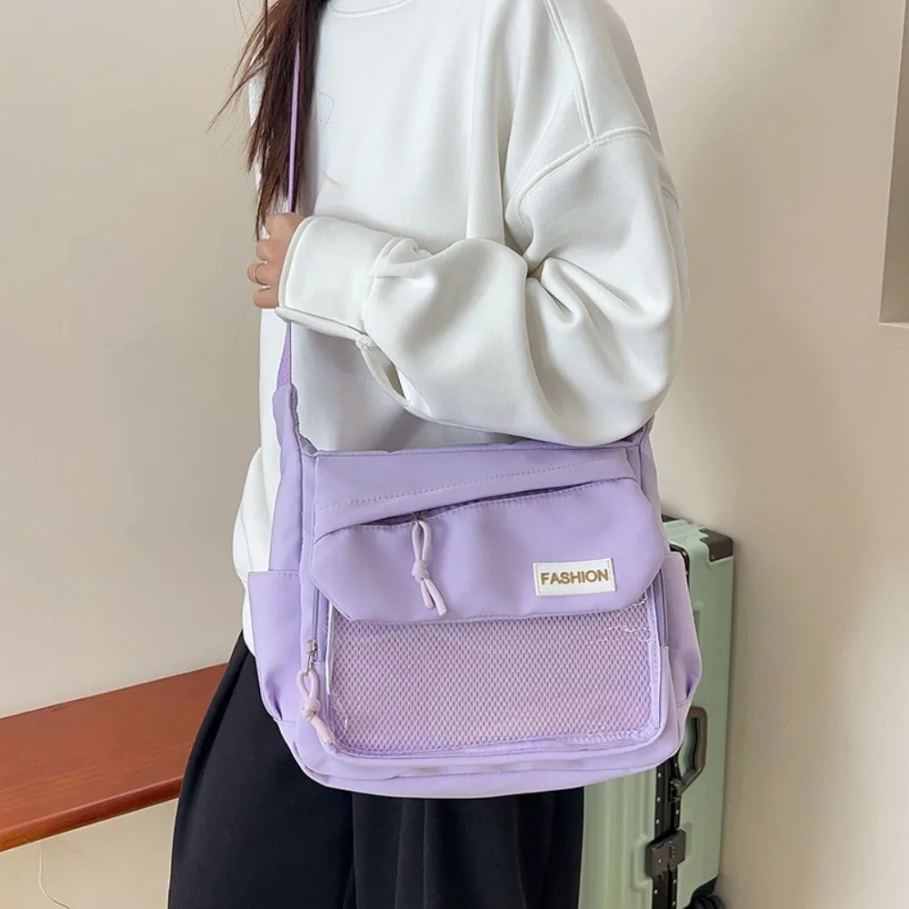 

Fashion Japanese Style Transparent Itabag Harajuku Large Capacity Nylon Crossbody Bag Y2K Badge Display Lolita Handbag Daily