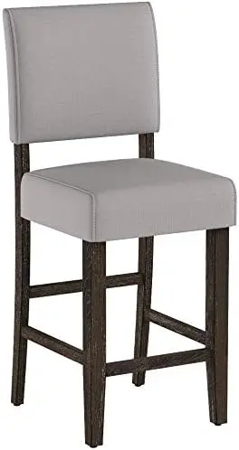 Estofados Back Counter Altura Stool com base de madeira, Cozinha Contadores e Ilhas, Conjunto de 2