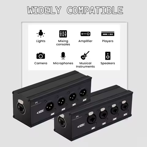 2026 New RJ45 CAT5 to 4 Channel 3Pin XLR Audio/ over Network Cable Extender for Live Stage,Lighting,Audio Recording Studio