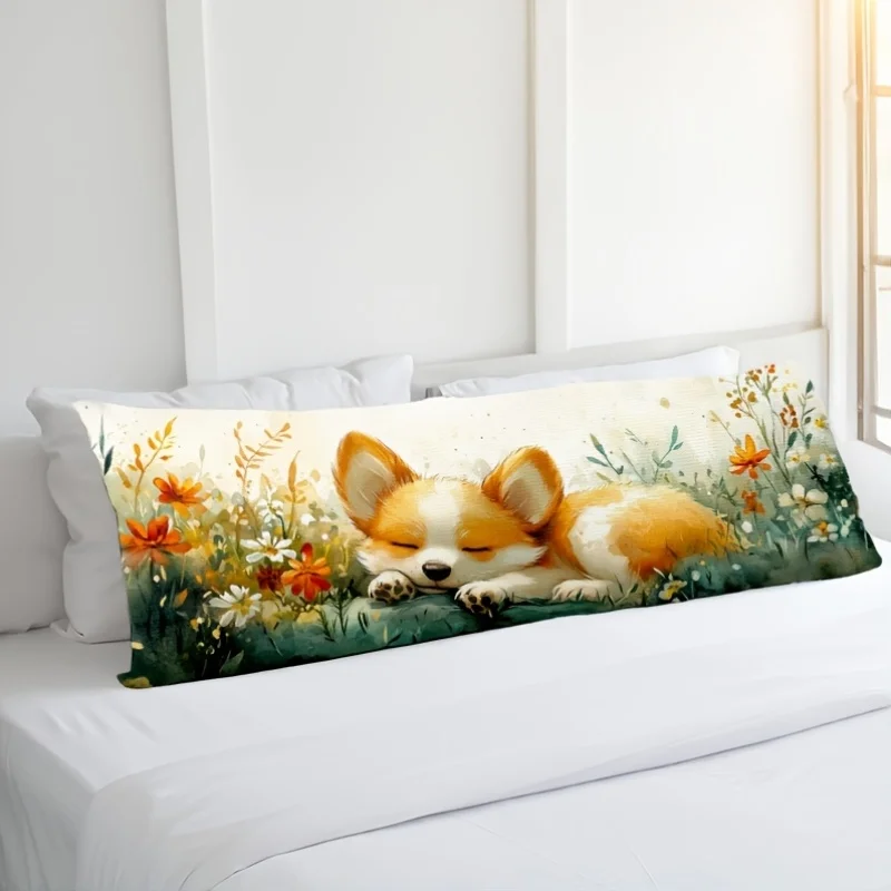 1pc Vintage Floral Pillowcase, 50.8X137.16 cm, Hand Wash Solely, Polyester, Zipper Closure, Decorative Long Lumbar Pillow Cover,