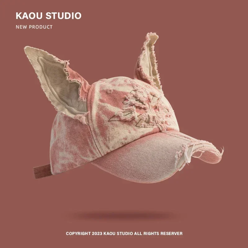 المتخصصة تصميم آذان كبيرة الدنيم قبعات البيسبول الرجال النساء Y2K الخريف جديد الشارع الاتجاه تنوعا الرجعية هول الحرفية الهيب هوب القبعات للجنسين