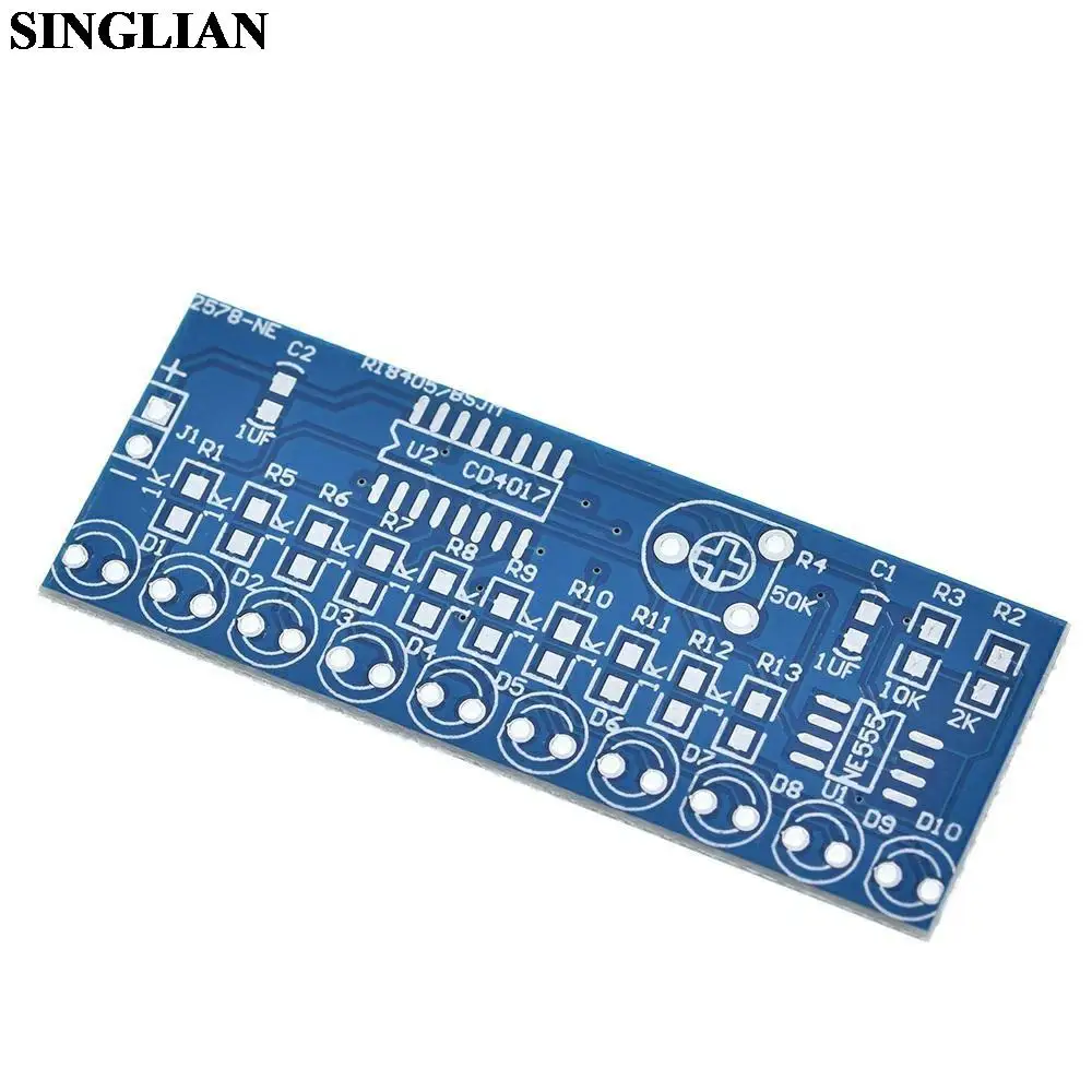 Kits electrónicos inteligentes NE555 + CD4017, módulo de luz LED que fluye el agua, Kit DIY