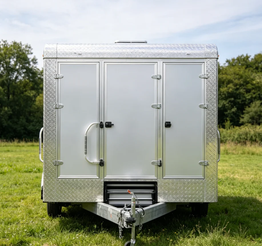 4.5m 3-Door Steel Eco-Friendly & Durable Portable Toilet Trailer 3-Stall Mobile Restroom