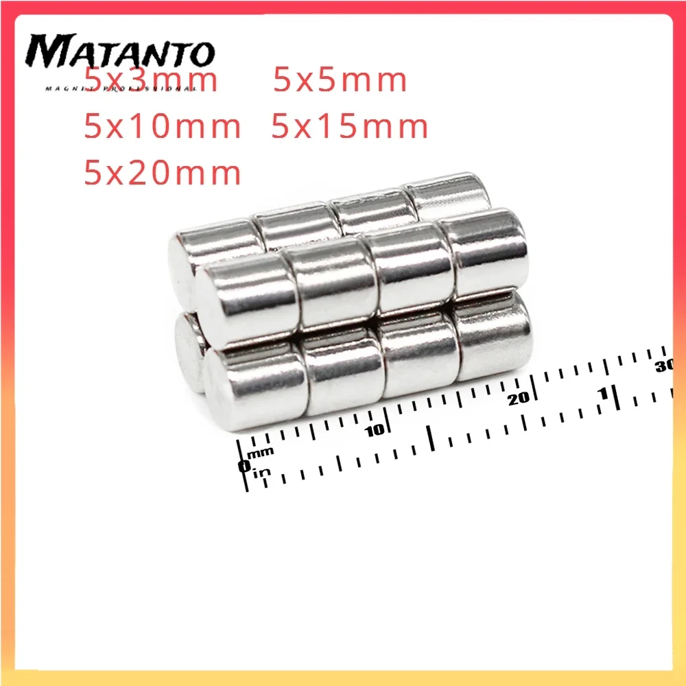 50/100/200PCS 5x3mm 5x5mm 5x10mm 5x15mm 5x20mm Small Round Powerful Magnet Neodymium Search Permanent Strong Magnets