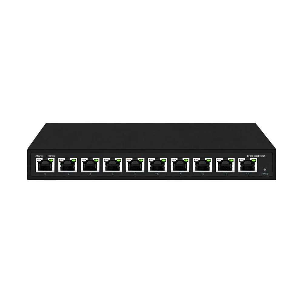 10 Ports 2.5Gbe PoE or RJ45 Ethernet Switch ，8 *2.5Gbps RJ45 with  2*2.5gbps RJ45 Uplink Network Switch