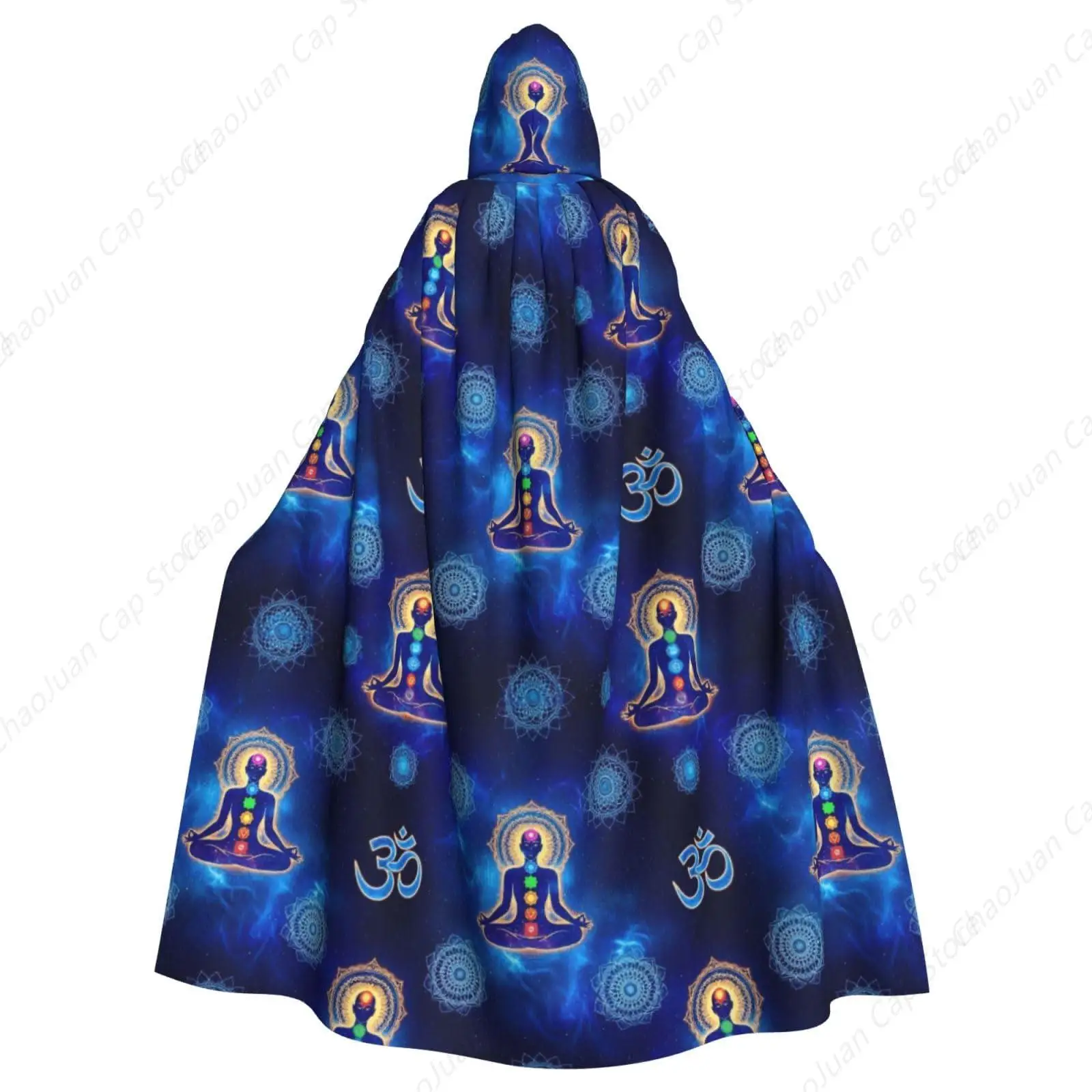 

Women Men Hooded Cloak Cape for Halloween Christmas Cosplay Costumes Compatible with Yoga Mandala Meditation Hippie Chakra