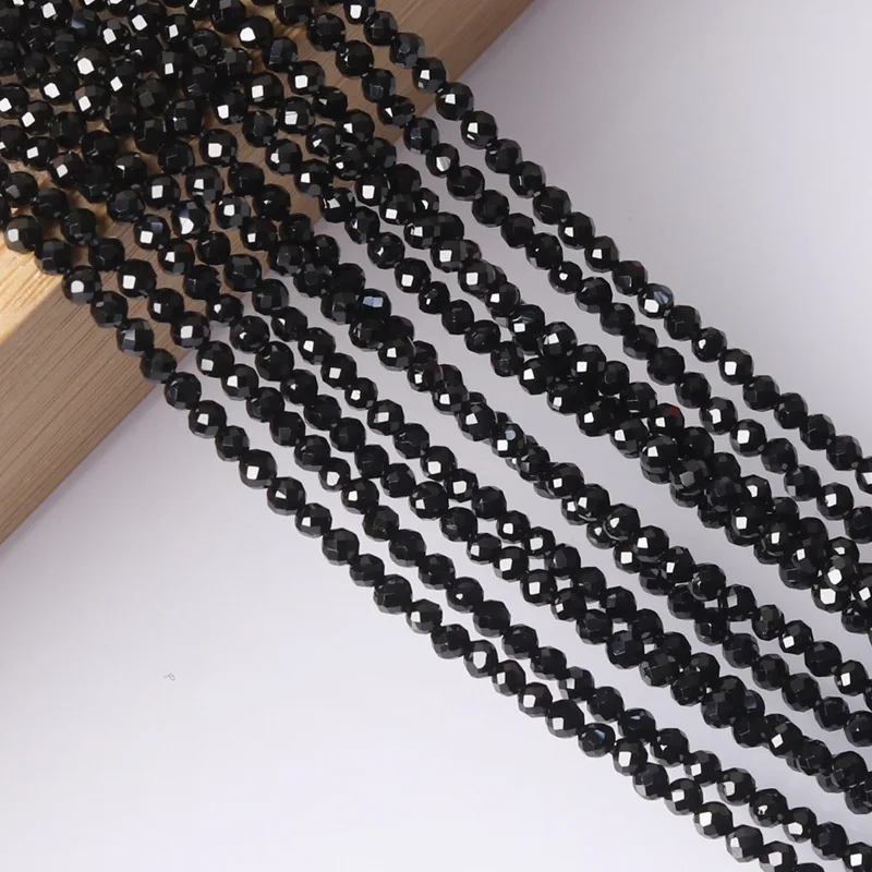 Natural Section Black Pointed Crystal Millet Beads Loose Beads Faceted Work in Progress Long Chain DIY Beaded Loose Beads