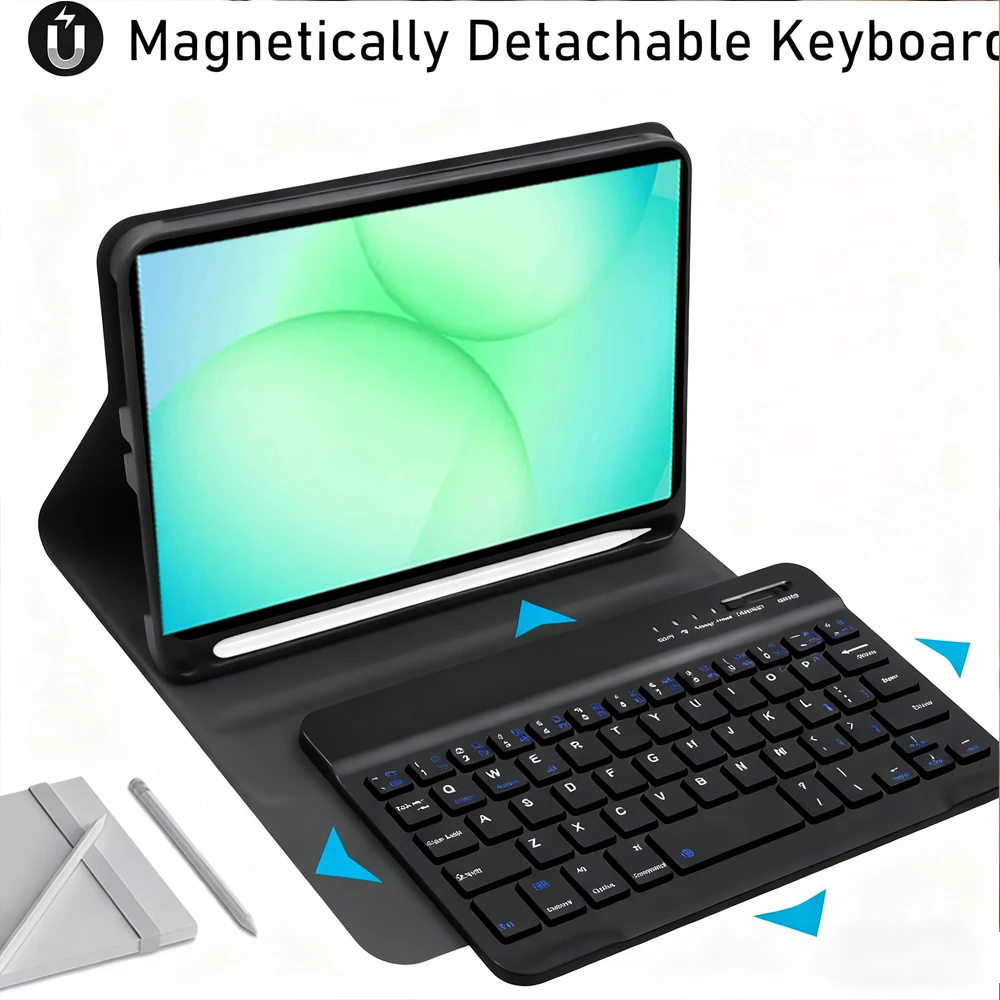 حافظة لهاتف سامسونج جالاكسي تاب A11 8.7 بوصة، غطاء لوحة مفاتيح بلوتوث قابل للفصل لهاتف سامسونج جالاكسي تاب A9 8.7 بوصة مع فتحة قلم