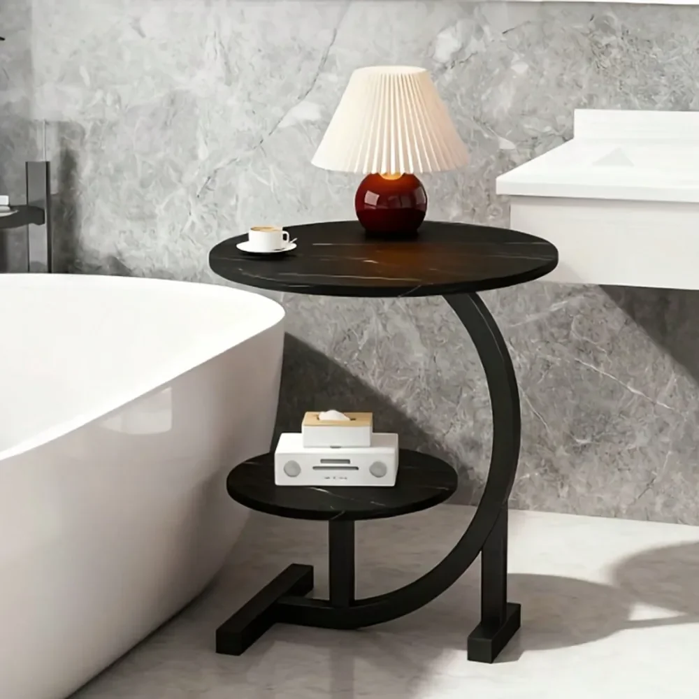 

Приставной столик в форме лепестка с металлическим каркасом, многофункциональный портативный журнальный столик, подходящий для размещения у дивана в гостиной, из фибролита.