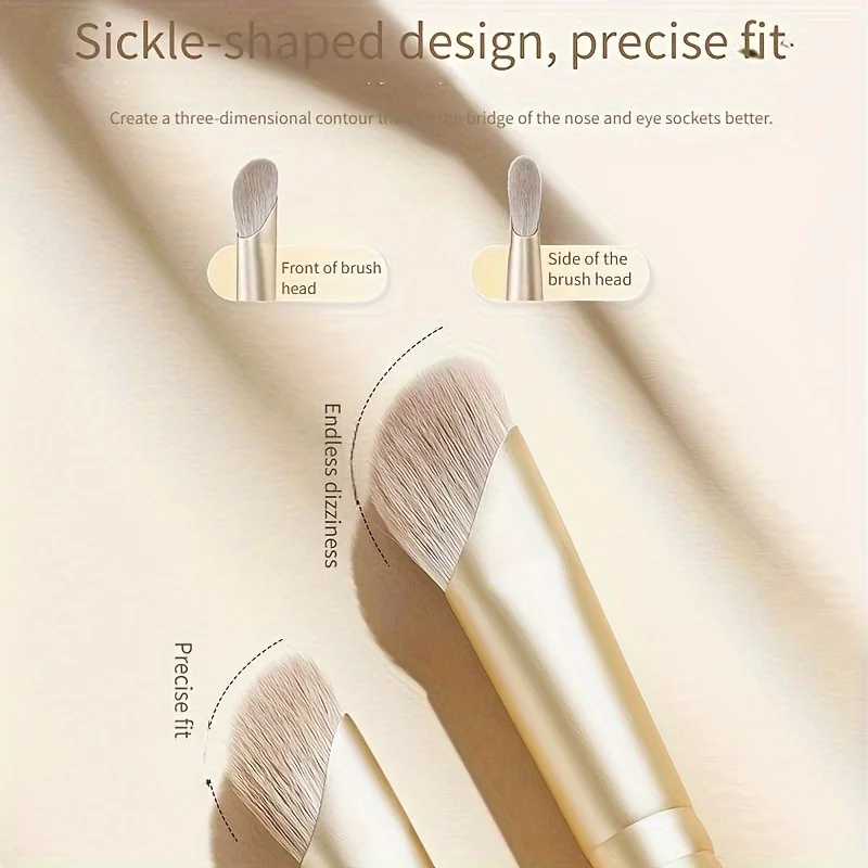 3pcs Professional Golden Nose Contour Brush Set - Half-Fan Slanted Head for Nose Root, Wing, and Shading, Ultra-Soft Shedding-Fr