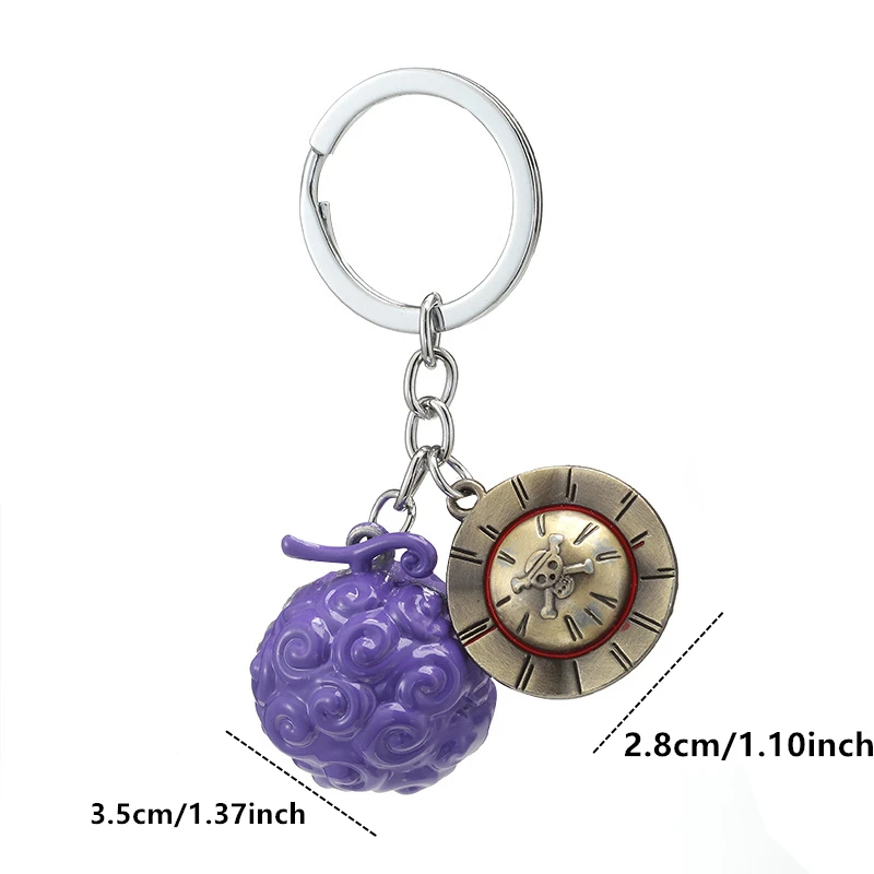 One Piece Metal Keychain Anime Luffy Ace Law Devil Fruit Keyring Pendant Key Holder Car Chaveiro Charm Gifts