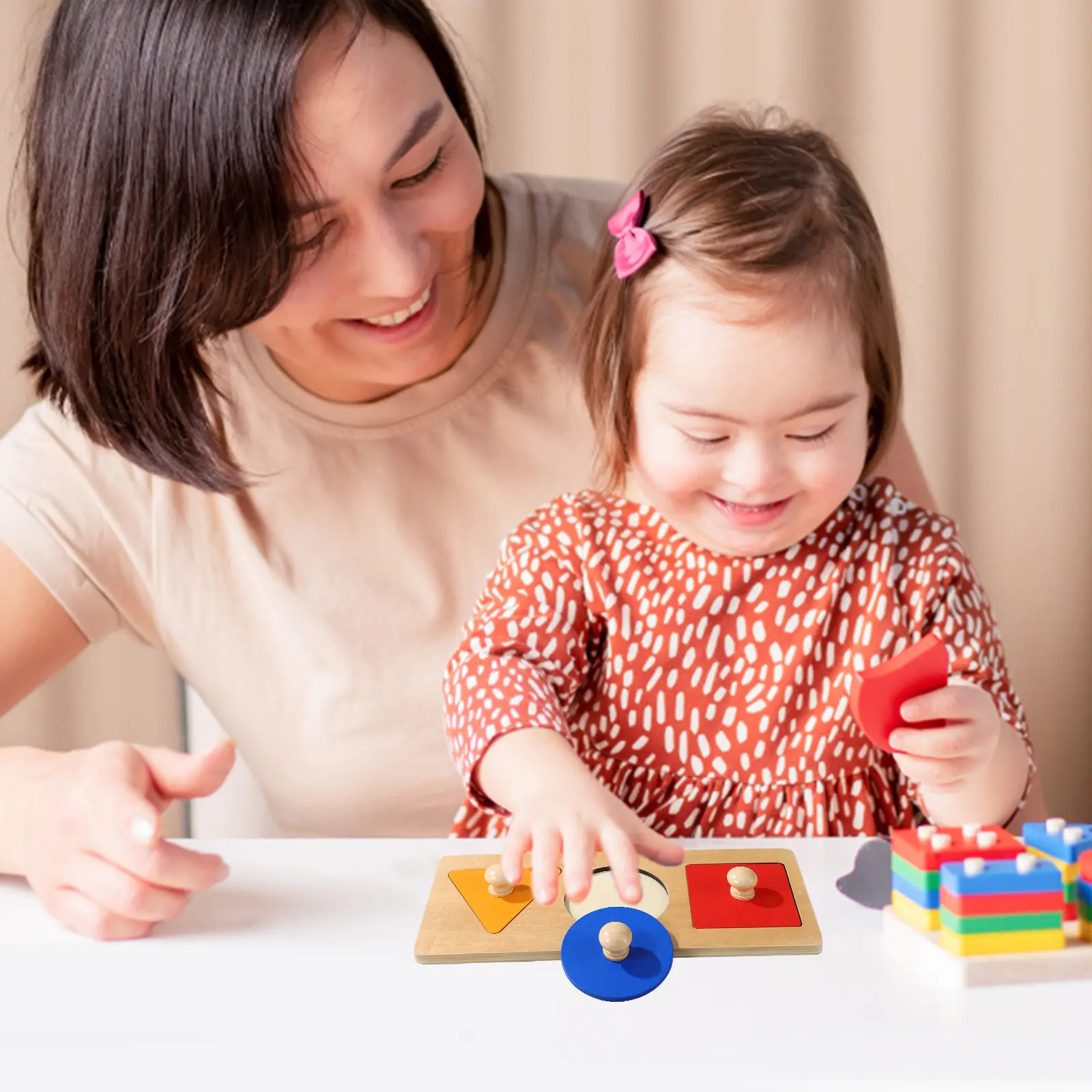 

2Set Wooden Montessori Coin Box Educational Puzzle Boards Geometric Blocks for Toddlers Hand Motor Skills