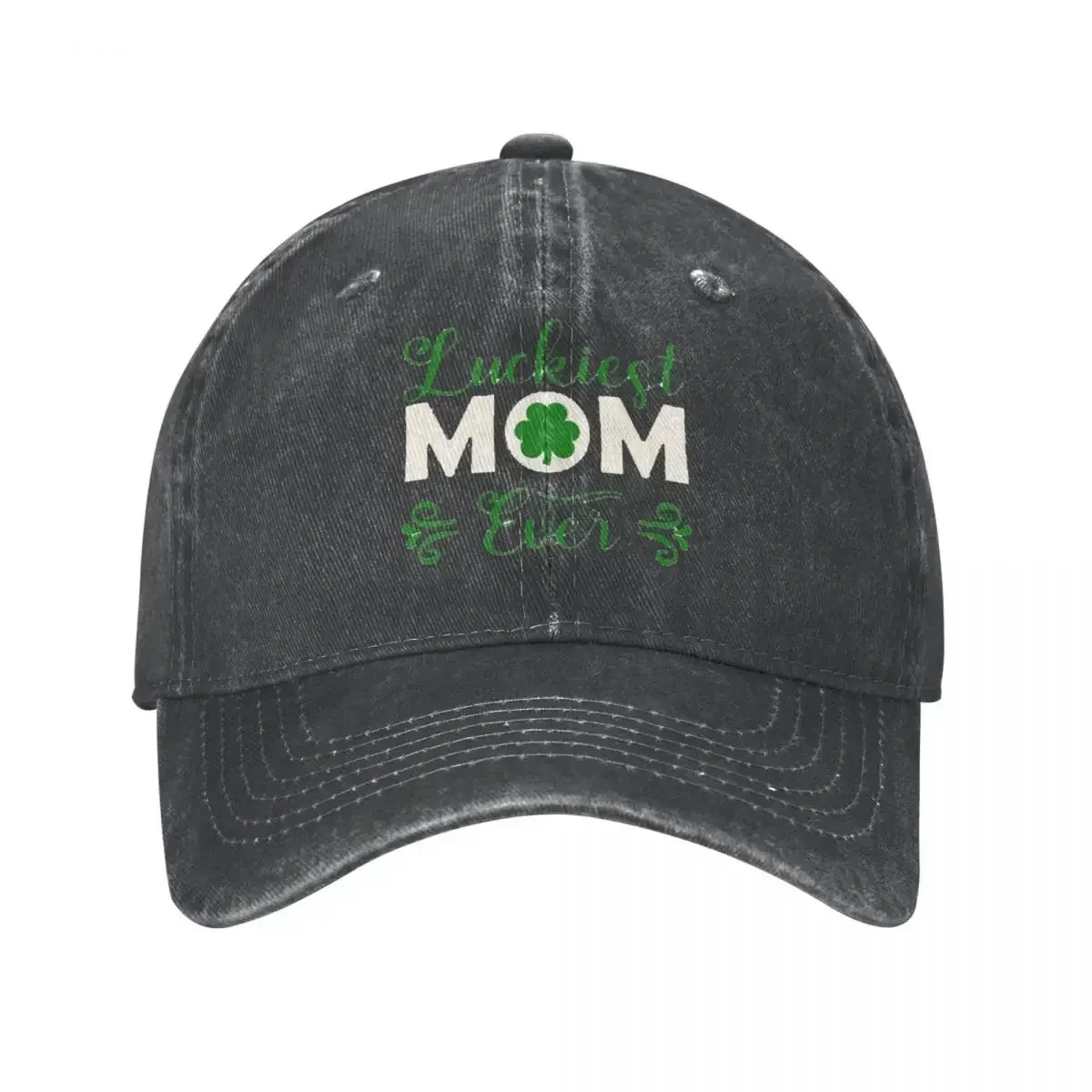 Luckiest Mama Ever Green Denim Baseball Cap Men Women Design Trucker Hat Summer Fashion Running Hippie Dropshipping Baseball Cap