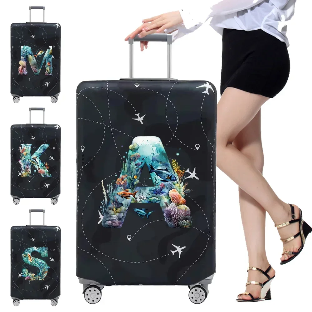 Luggage Protective Cover Dust Cover Anti-Scratch Portable Suitcase Trunk Holders Case Travel Accessories Fish Letter Printing