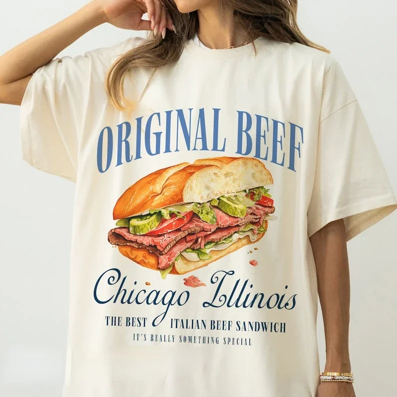 The Bear TV Show Shirt, Jeremey Allen White Retro Graphic T-Shirt, Vintage Original Beef of Chicagoland Restaurant Sandwich