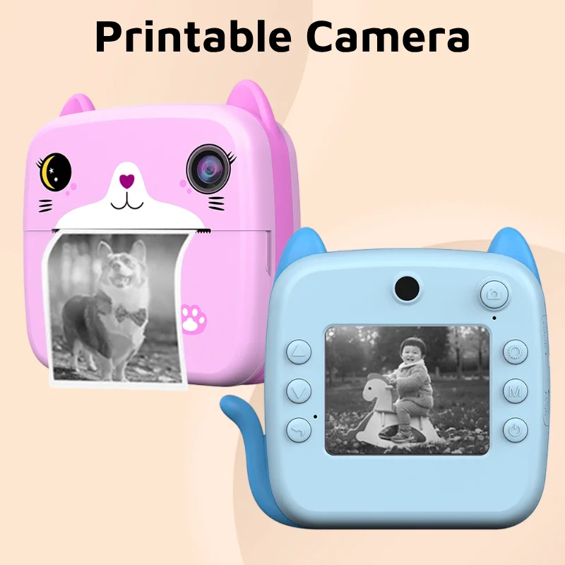 

Printable Camera with Color Children Cute Camera with Roll Paper Pocket A8/A21 for Kids BT Instant Photo Printing Mini Printer