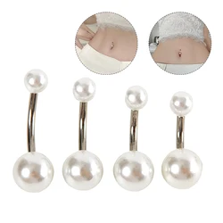 Anello per ombelico con perle d'imitazione a doppia estremità anello per ombelico in acciaio inossidabile bellissimo regalo di gioielli di moda per il corpo con Piercing all'ombelico