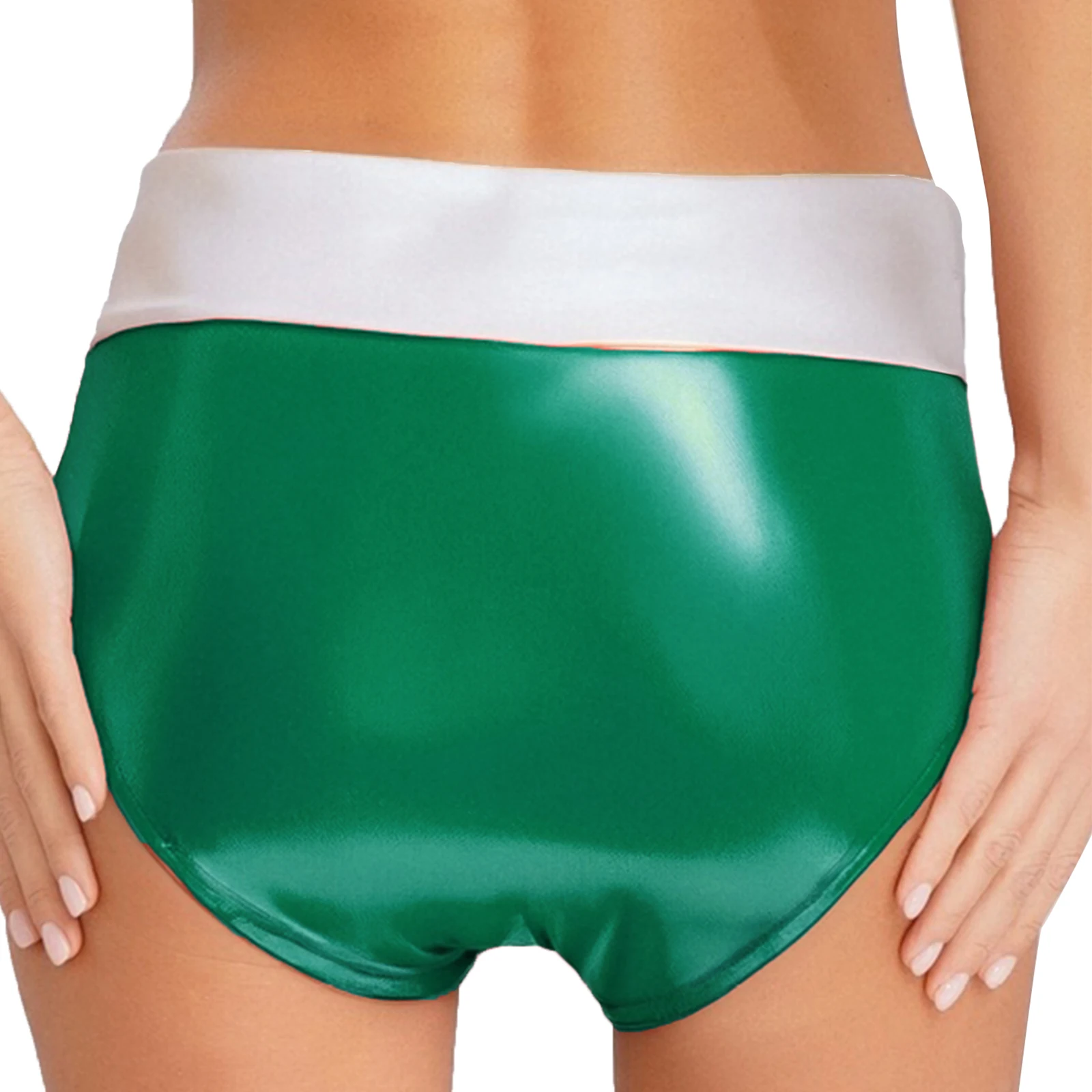 Women Metallic Briefs Shiny Booty Shorts Hot Pants for Pole Dancing Beach Pool Party Rave Clubwear Music Festival Bottoms