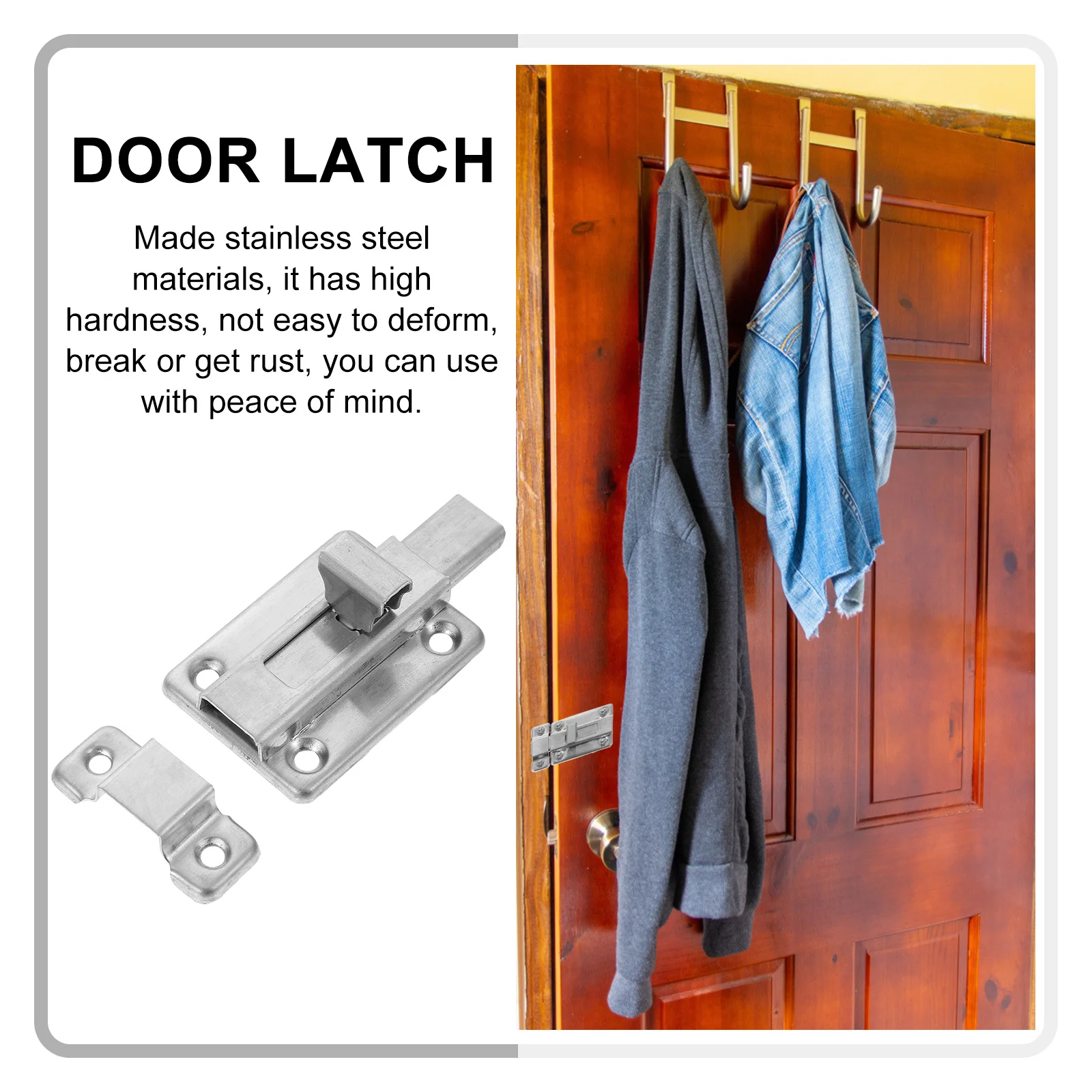 

2 set Double Ended Door Latch Stainless Steel Sliding Lock For Bedroom Bathroom Kitchen Balcony Window Door Side Bolt Latch