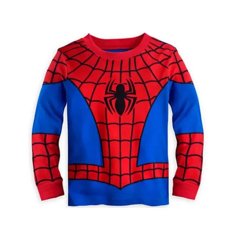 2 قطعة تأثيري سبايدرمان خارقة زي أنيمي أزياء ملابس خاصة غير رسمية الأطفال طويلة الأكمام أعلى السراويل هالوين منامة البدلة