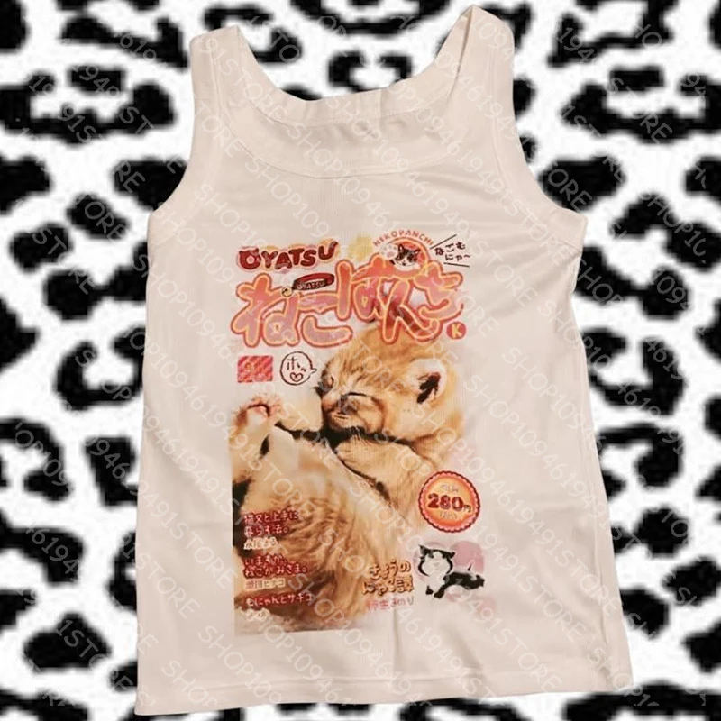 ملابس كيتي اللطيفة Y2k ملابس هاراجوكو ريترو قصيرة مطبوعة جمالية الجرونج بأكمام قصيرة ملابس نسائية ملابس شوجو