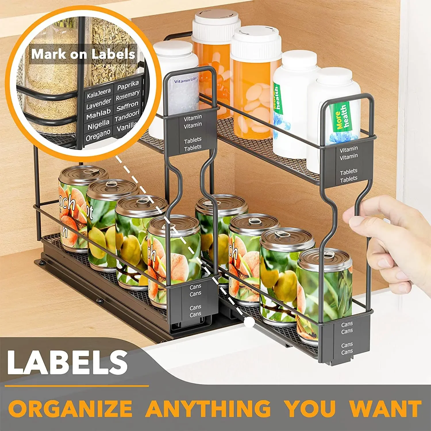 Multifunctional Kitchen Condiment Bottle Jar Storage Rack Multi-layer Spice Spice Box Push-pull Shelf Kitchen Accessories