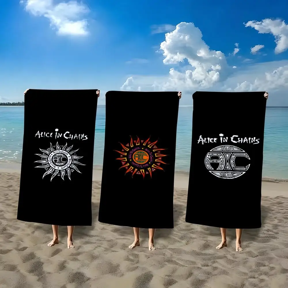 Rock Bands LOGO A-Alice in Chains Towel Ultra-Fine Fiber Quick Drying Absorbent Bath Towel, Outdoor Swimming Sports Towel