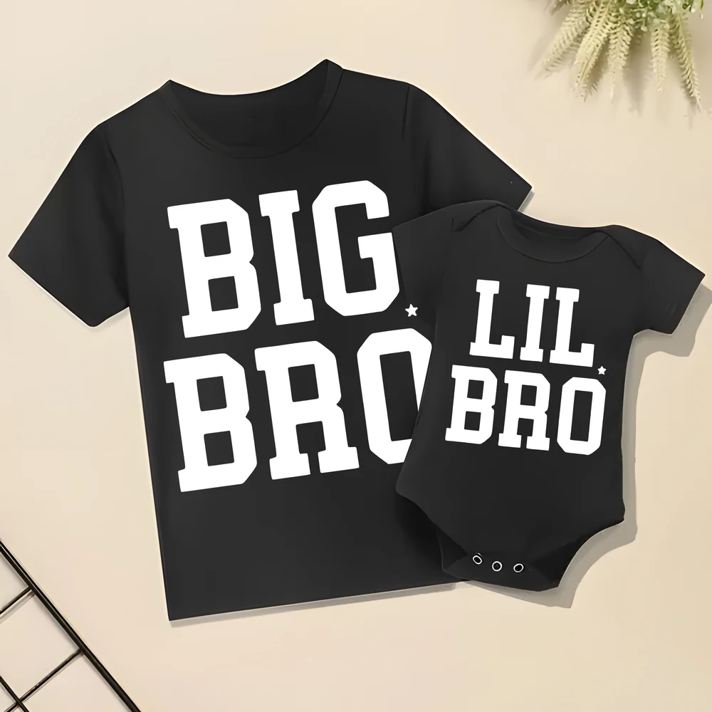 Big Brother&Little Brother Siblings Matching Kids T-Shirts+Baby Romper Boys Girls Summer Top Newborn Bodysuit Party Gift Outfits