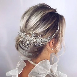 Peignes à cheveux de mariage en cristal perlé pour femmes, accessoires pour patients, pièce de sauna à fleurs, bandes de sauna, ornements de cheveux de mariée, bijoux