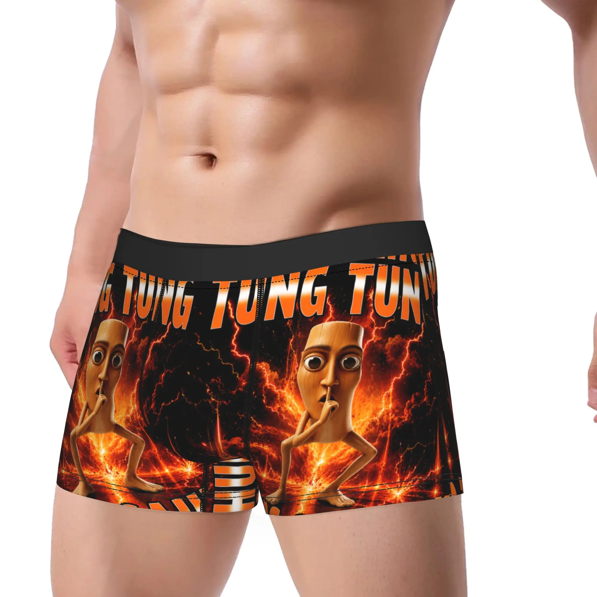 Tung Tung Tung Sahur is Calling Funny Italian Shorts Briefs  Underwear Quality Men Classic Boxershorts Pattern Plus Size Panties