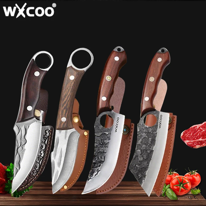 

Multipurpose Kitchen Knives Household Fruit Vegetable Cutting Chef's Knife Handmade Forged Boning Butcher Knife Wooden Handle