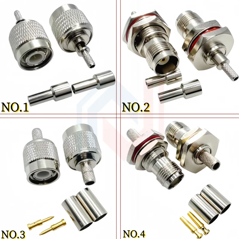 BNC Male Female Plug Jack RF Coax Connector Crimp for RG316 RG174 RG58 RG142 Cable Copper Nickelplated With Drawing NEW