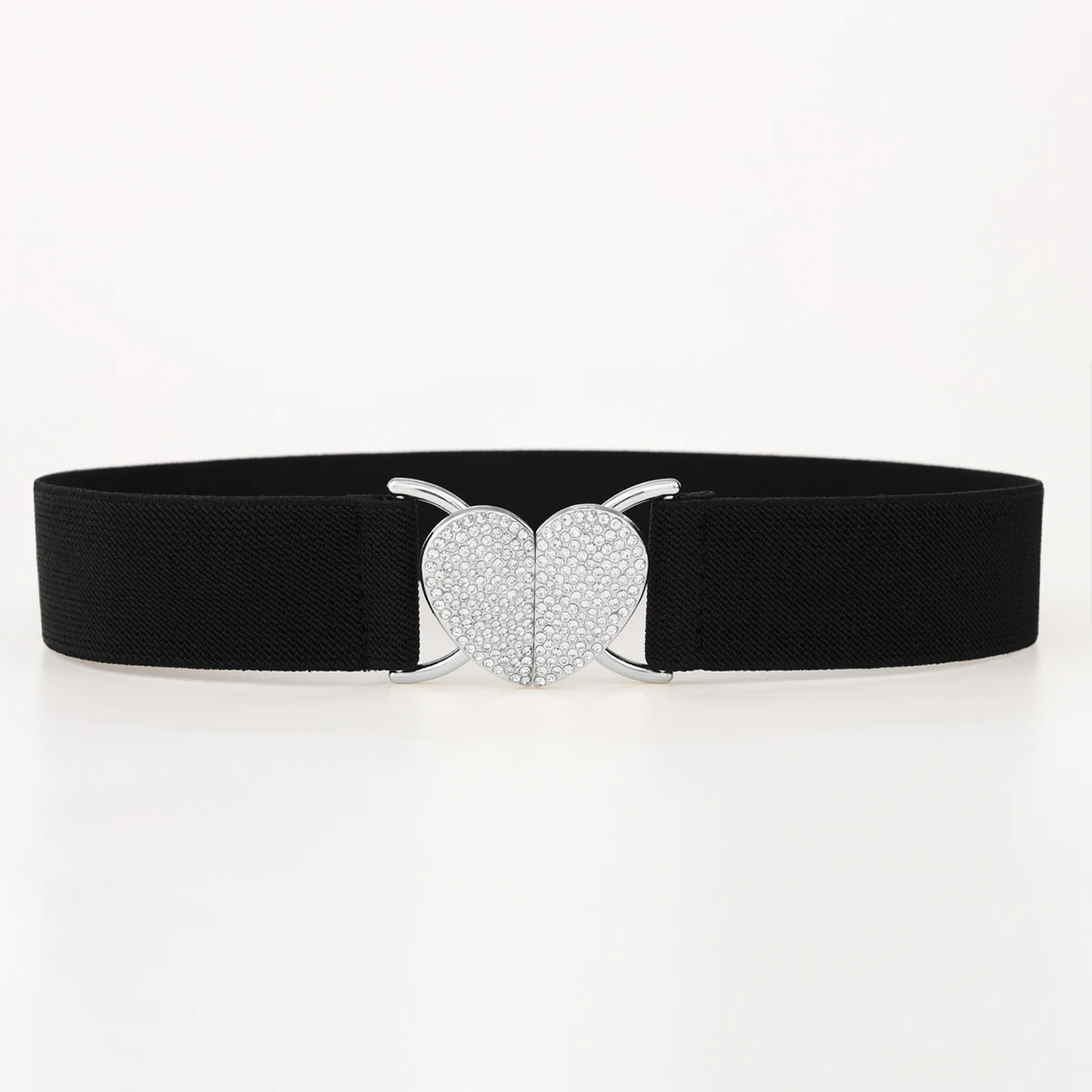 SISHION Fashion Beading Heart Black Belt for Women YD0018 Black Elastic Thin Ceinture Femme Corset Waistband Waist Belts