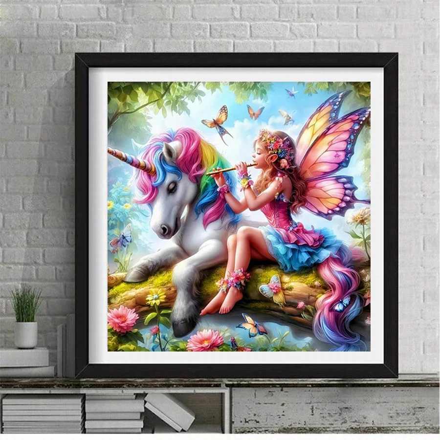 Unicorn Girl Mosaic Painting Cartoon Angel Diy Full Square Round Drill Diamond Embroidery Rhinestone Picture Wall Decor AA5202