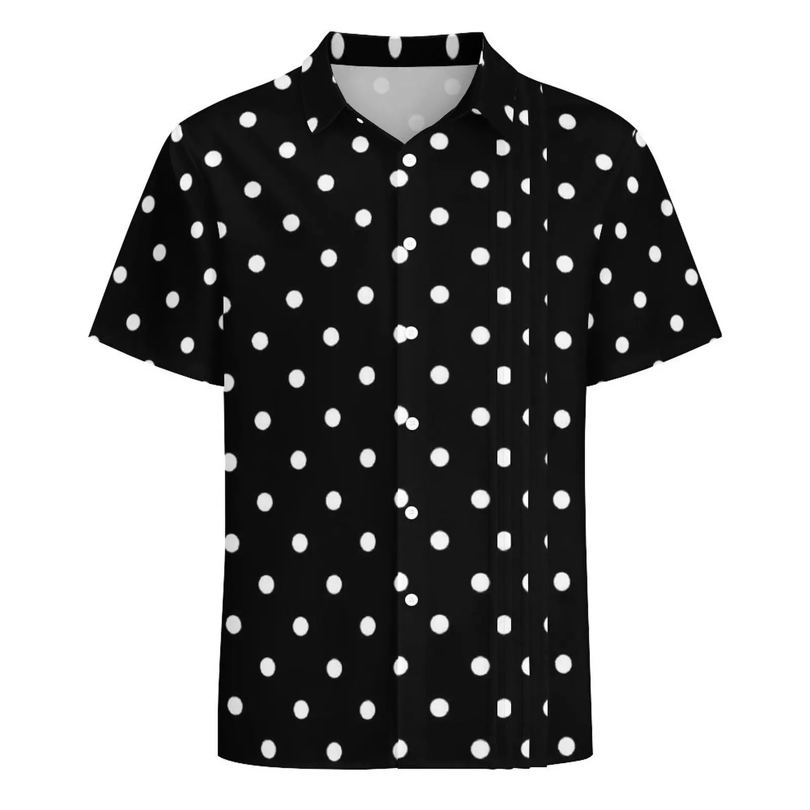 Chemise de vacances à pois noirs pour hommes, imprimé vintage, chemises décontractées cool, manches courtes hawaïennes, graphique drôle, chemisiers surdimensionnés, cadeau