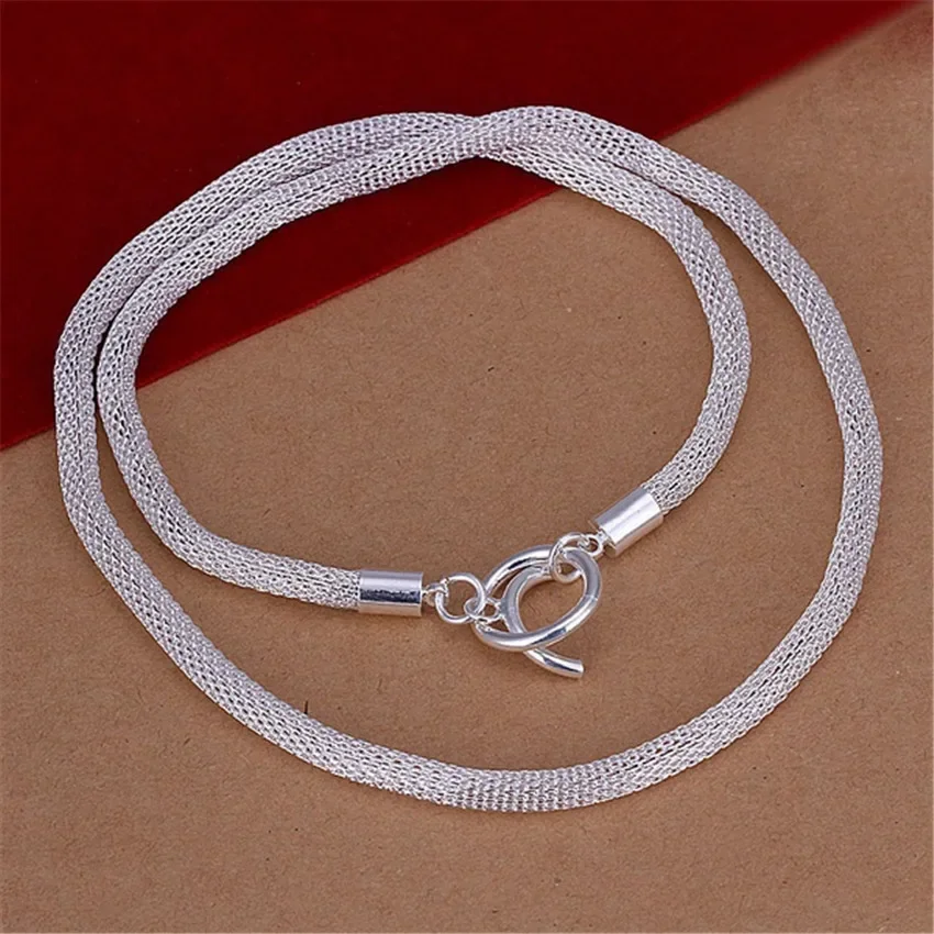 N087 Free shipping Popular Beautiful fashion Elegant silver color jewelry chain cute charm mesh Chain Necklace n087
