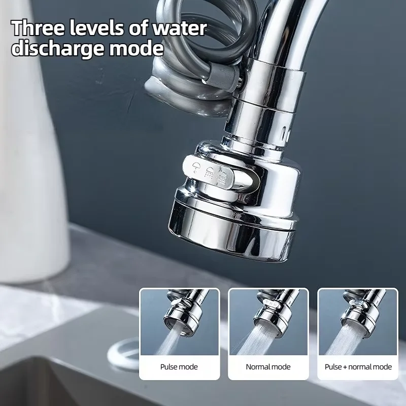 Kitchen Faucet Extender with Stretchable Hose Bathroom Sink Sprayer 3 Modes Faucet Sprayer Attachment Faucet Extender Aerator