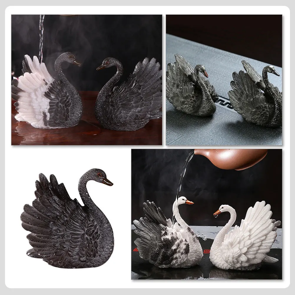 

Color Changing Swan Tea Pet Resin Craft Decorative Tea Tray Ornament Tearoom Accessory for Home Shop Market Swan Adornment