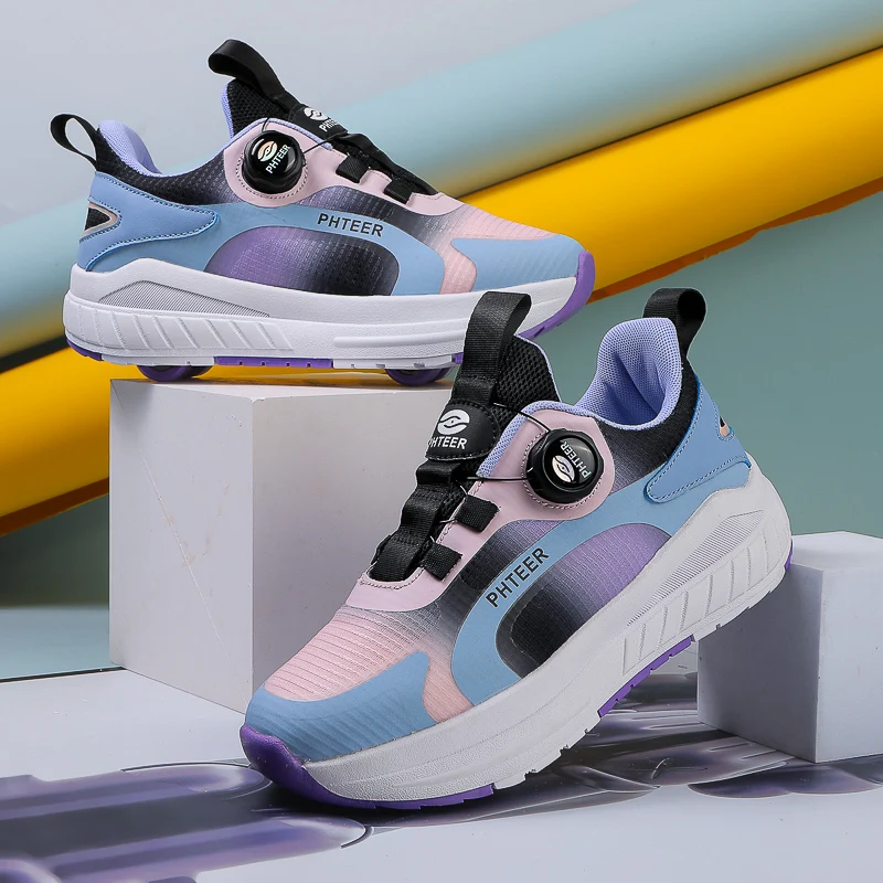 

Winter & Fall Warm Kids' Heelys: Invisible 4-Wheel Retractable Roller Shoes for Boys & Girls