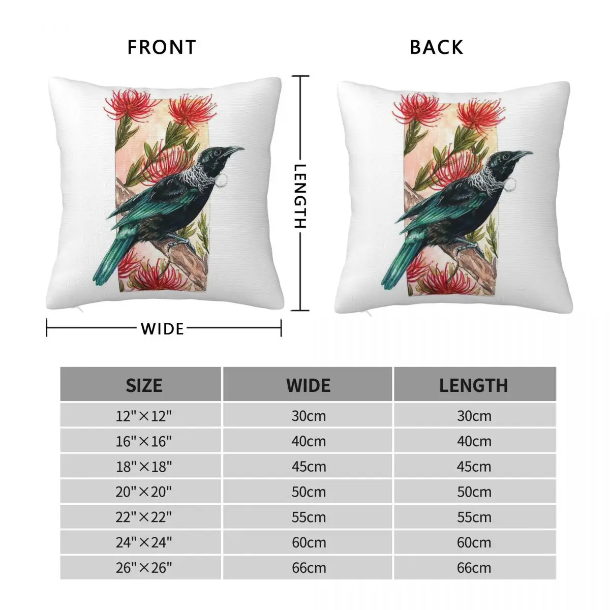 نيوزيلندا توي في Pohutukawa ساحة المخدة البوليستر الكتان المخملية الإبداعية ديكور كيس وسادة أريكة مقعد غطاء الوسادة 18" #2