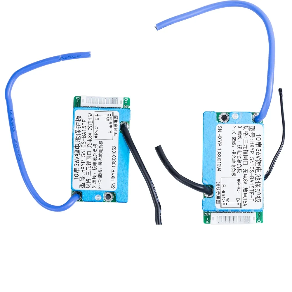 15A BMS 10S 36V สำหรับแบตเตอรี่ Li-ion 3.7V พร้อมการป้องกันอุณหภูมิ NTC พอร์ตทั่วไปการชาร์จเกิน60.5*32.5*9มม.