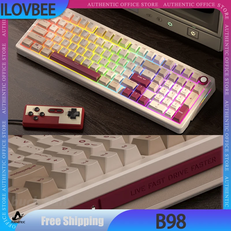 

ILOVBEE B98 Mechanical Gamer Keyboard 3Mode USB/2.4G/Bluetooth Wireless Keyboard RGB Keycaps PBT Customized Gaming Keyboards