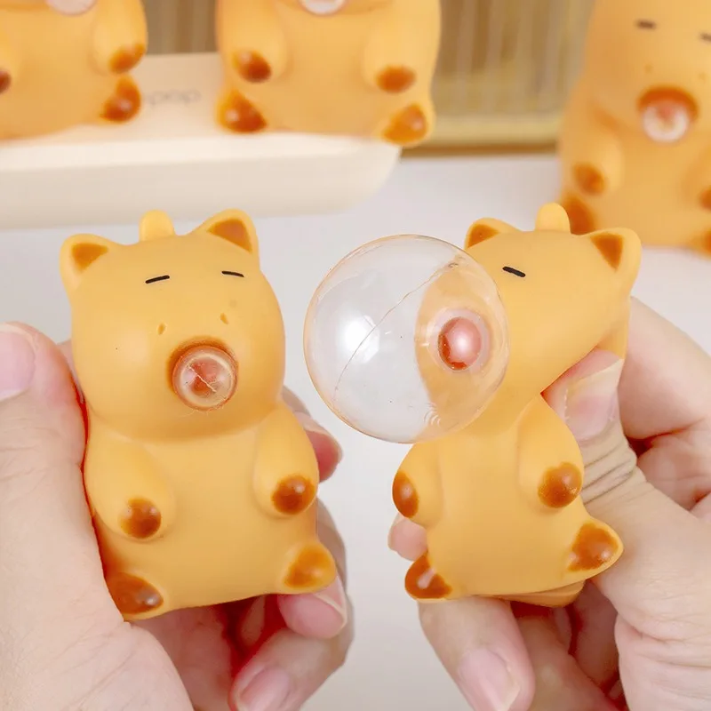 Simpatico capibara, maialino, pollo pizzico giocattolo sputo bolla divertente relax palla sensoriale agitarsi giocattoli piccola palla da spremere giocattoli per bambini regalo