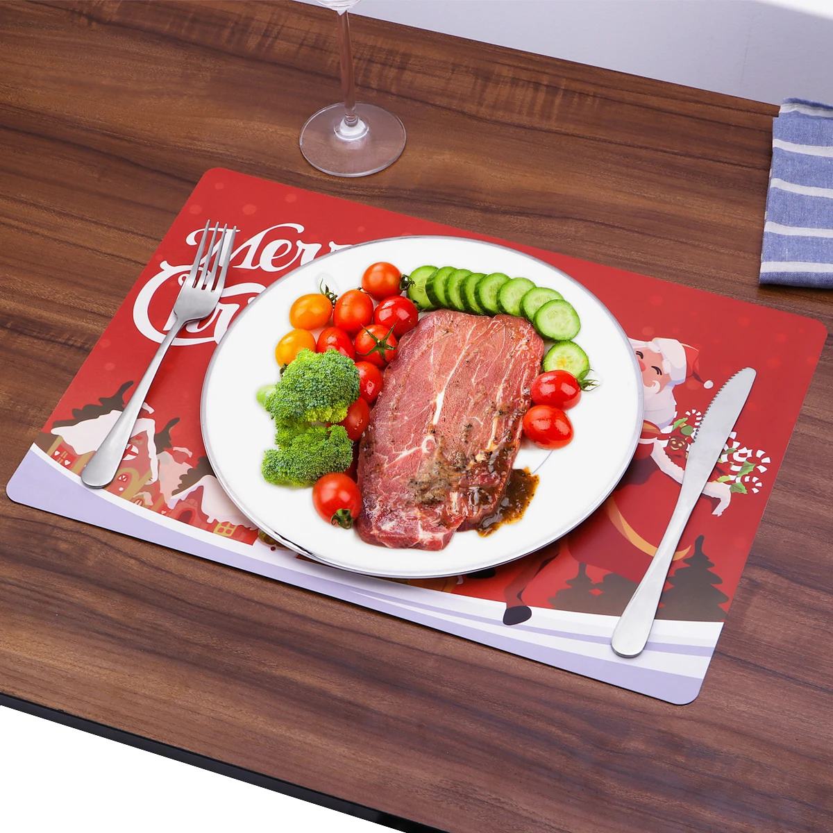 

6pcs Christmas Table Placemats 43X30Cm 0.05Cm Heat Resistant Holiday Dining Mats Insulation Cup Mat For Table Protection Kitchen