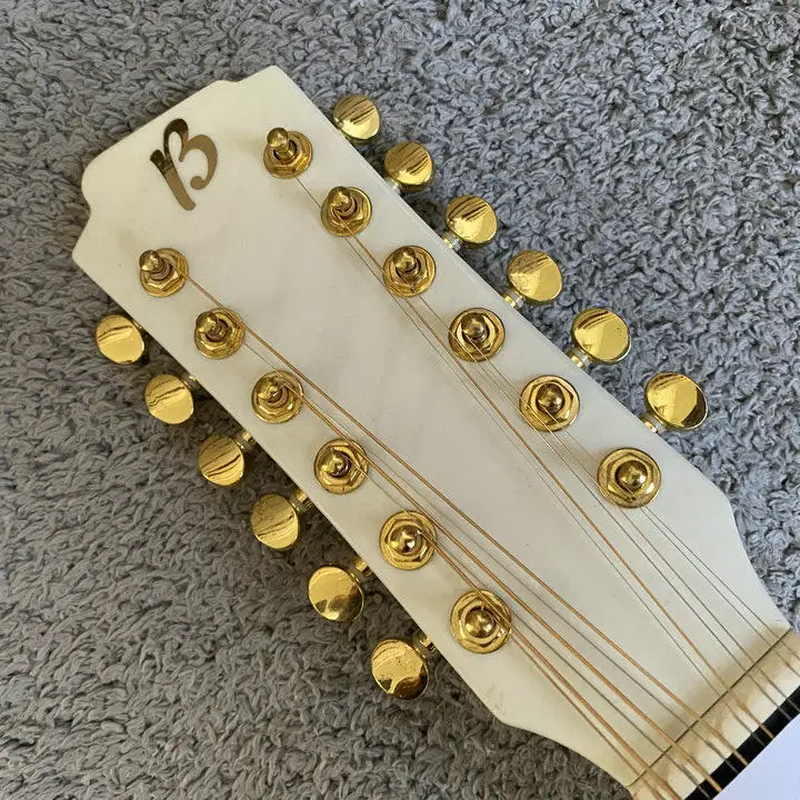 N461 12-String Acoustic Guitar Mexico Bamboo Electro-Acoustic Guitar Taiwan Stock Twelve-String White Beginner Practice Performa