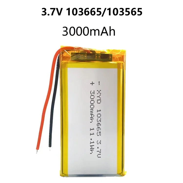 3.7V 103665 3000mAh Polymer Lithium Battery for Beauty Equipment Small Appliances LED Lights Driving Recorder 100% original