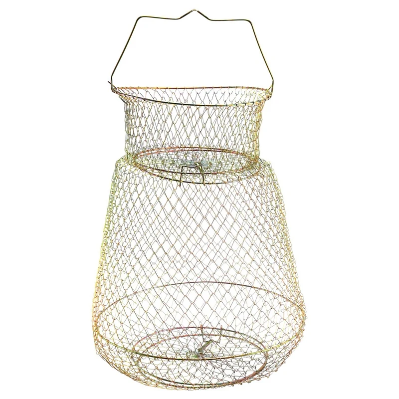 

A89E-Foldable Portable Steel Wire Fishing Pot Trap Net Crab Crawdad Cage Fish Basket