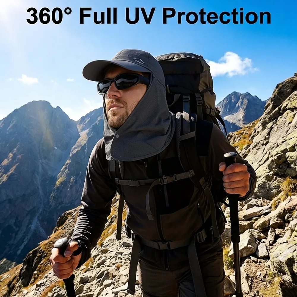 Outdoor-Sonnenhüte mit Breiter Krempe, Wasserdichter Hut mit Nackenschutz, Netz-Sonnenhut, Schutzkappe für Angeln, Wandern, Reisen und Outdoor-Aktivitäten